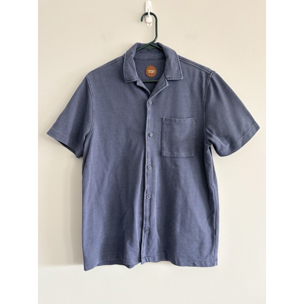 Common People Shirt Mens Small Blue Textured Short Sleeve Button Down